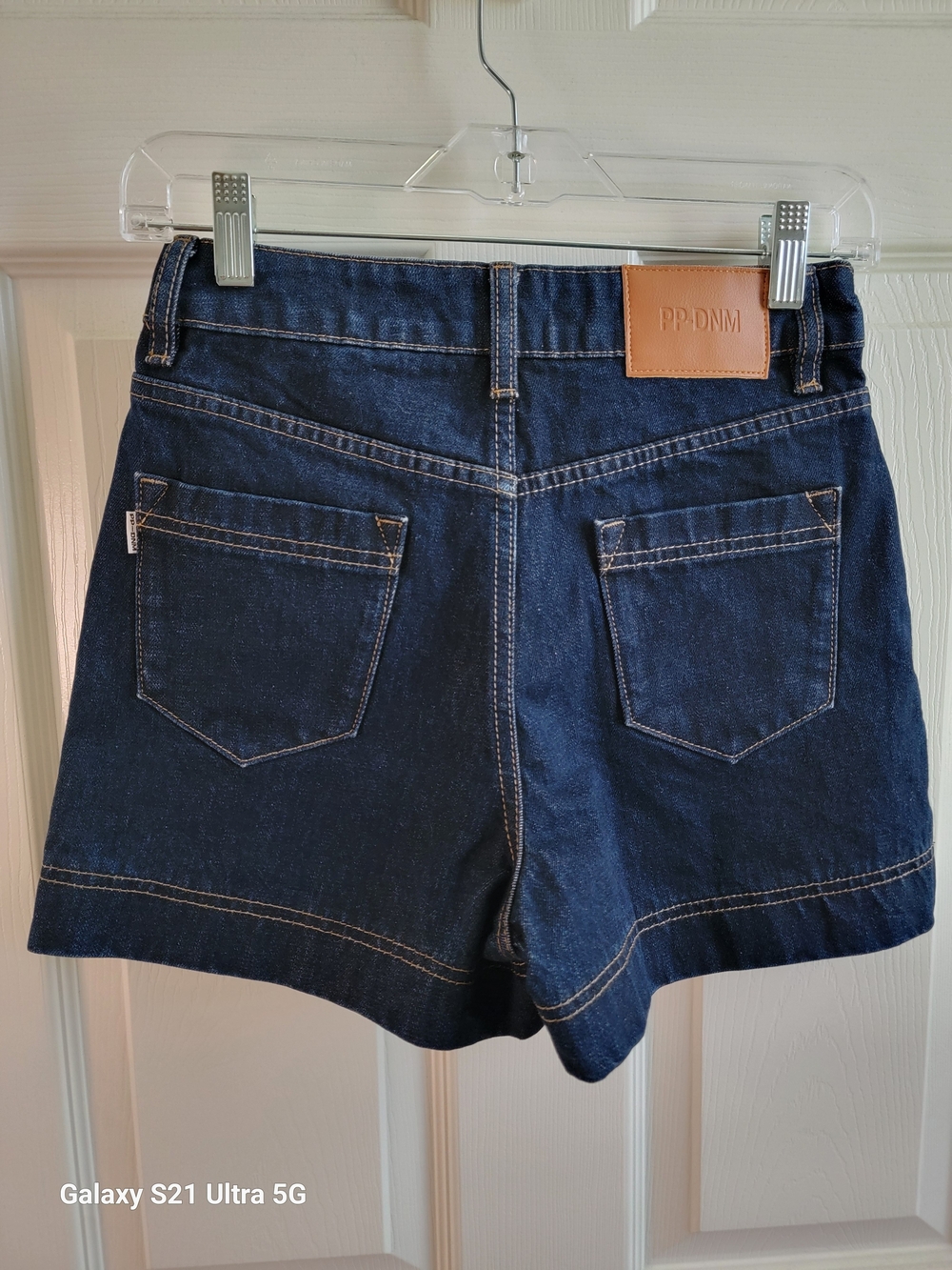 Princess Polly Dark Blue High-Waist Denim Shorts